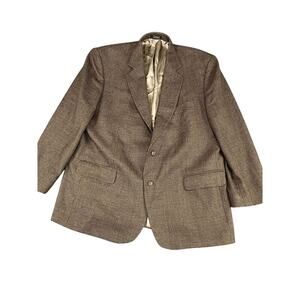 Mens Yorkshire Square Brown Tweed Worsted Wool Blazer Sport Coat 46R Poland